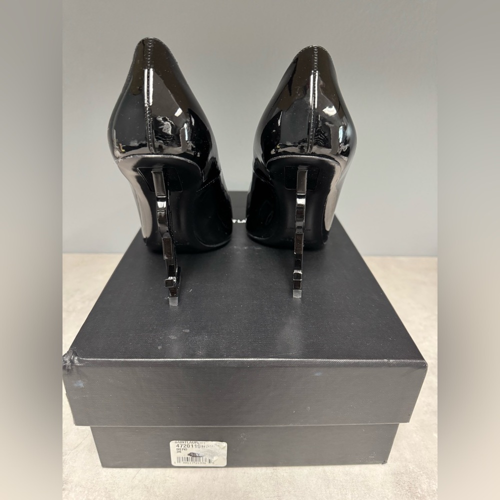 Yves Laurent Black Opyum patent leather 110 logo heel - Picture 3 of 8